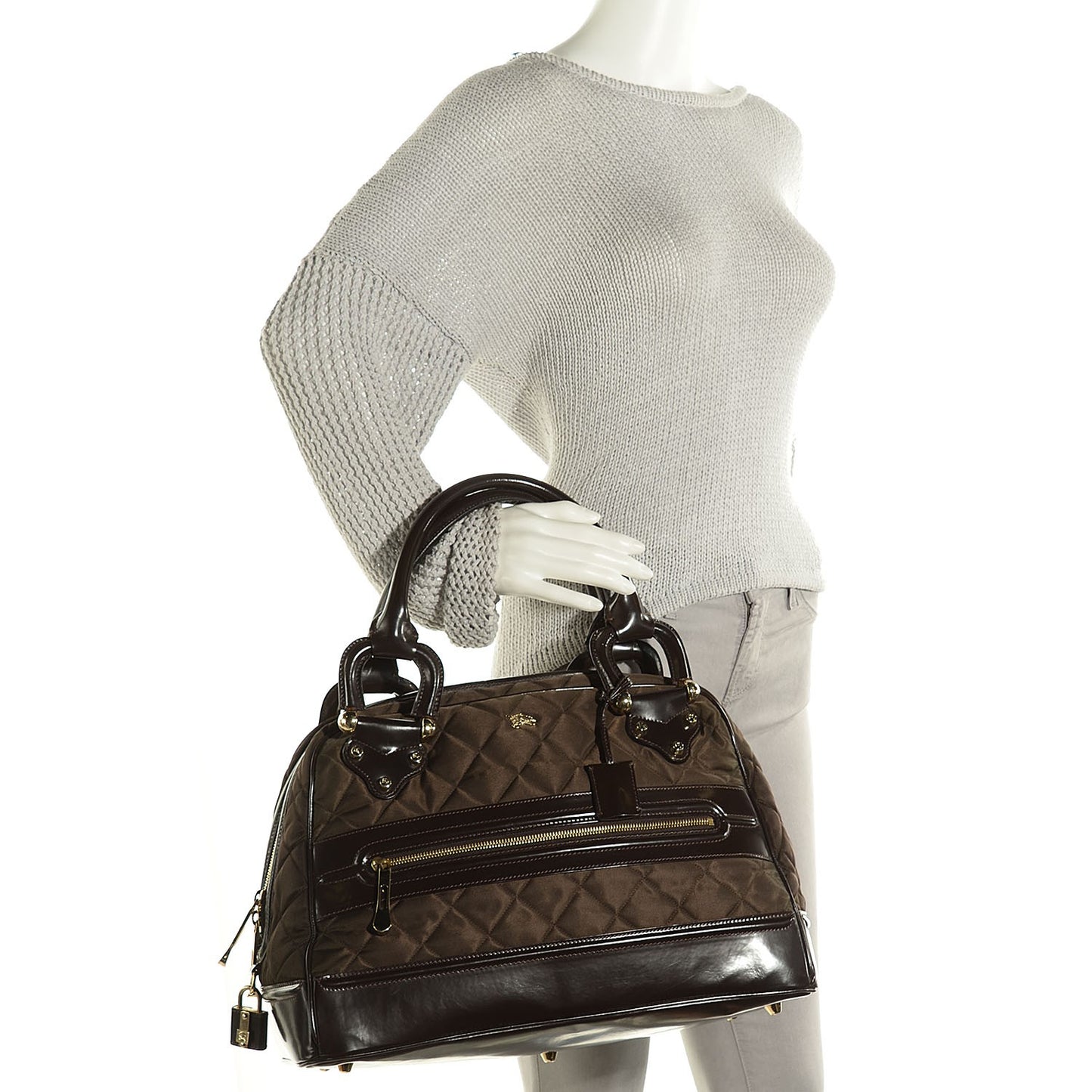 Quilted Calfskin Large Manor Tote Brown