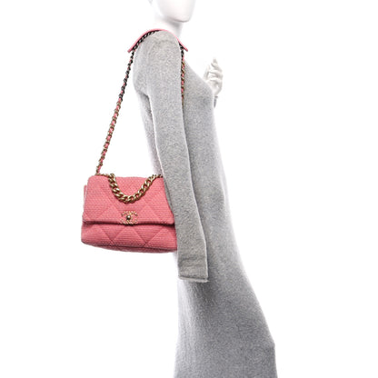 Chanel Metallic Tweed Quilted Large Chanel 19 Flap Pink 2 of 11