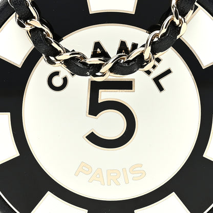 Chanel Lambskin Enamel Quilted Round Poker Chip Clutch With Chain Black White 8 of 11