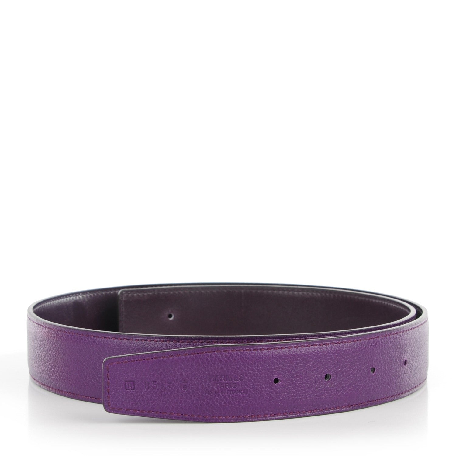 Hermes Box Evercolor 32mm Belt Strap 85 Raisin Ultraviolet 1 of 7