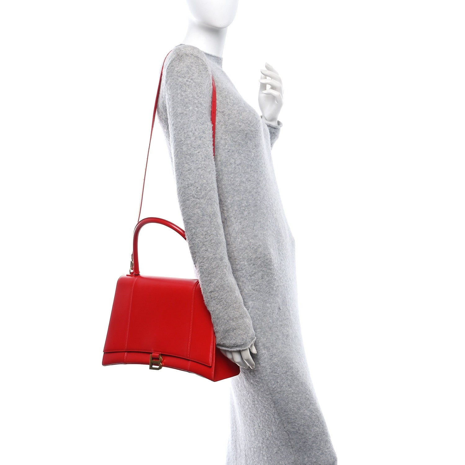 Balenciaga Shiny Box Calfskin Medium Hourglass Top Handle Bag Bright Red 2 of 14