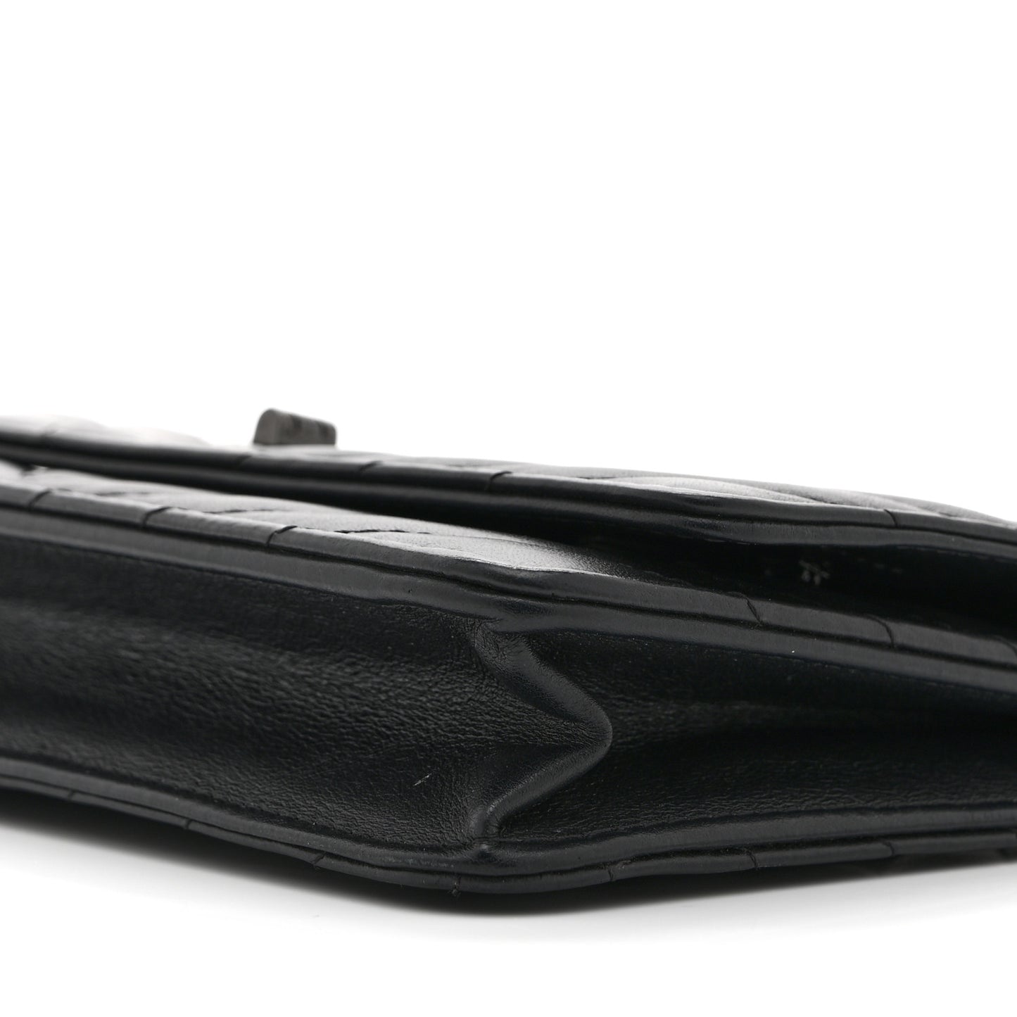 Aged Calfskin Chevron Quilted Reissue Wallet On Chain WOC So Black