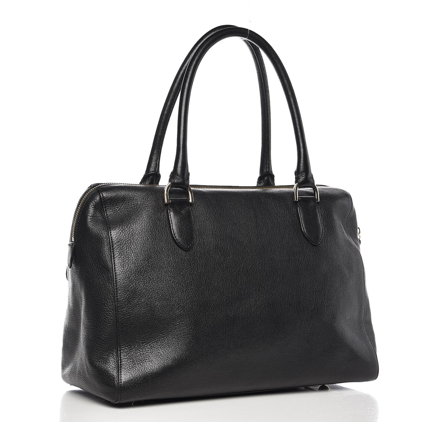 Glossy Goatskin Medium Del Rey Satchel Black