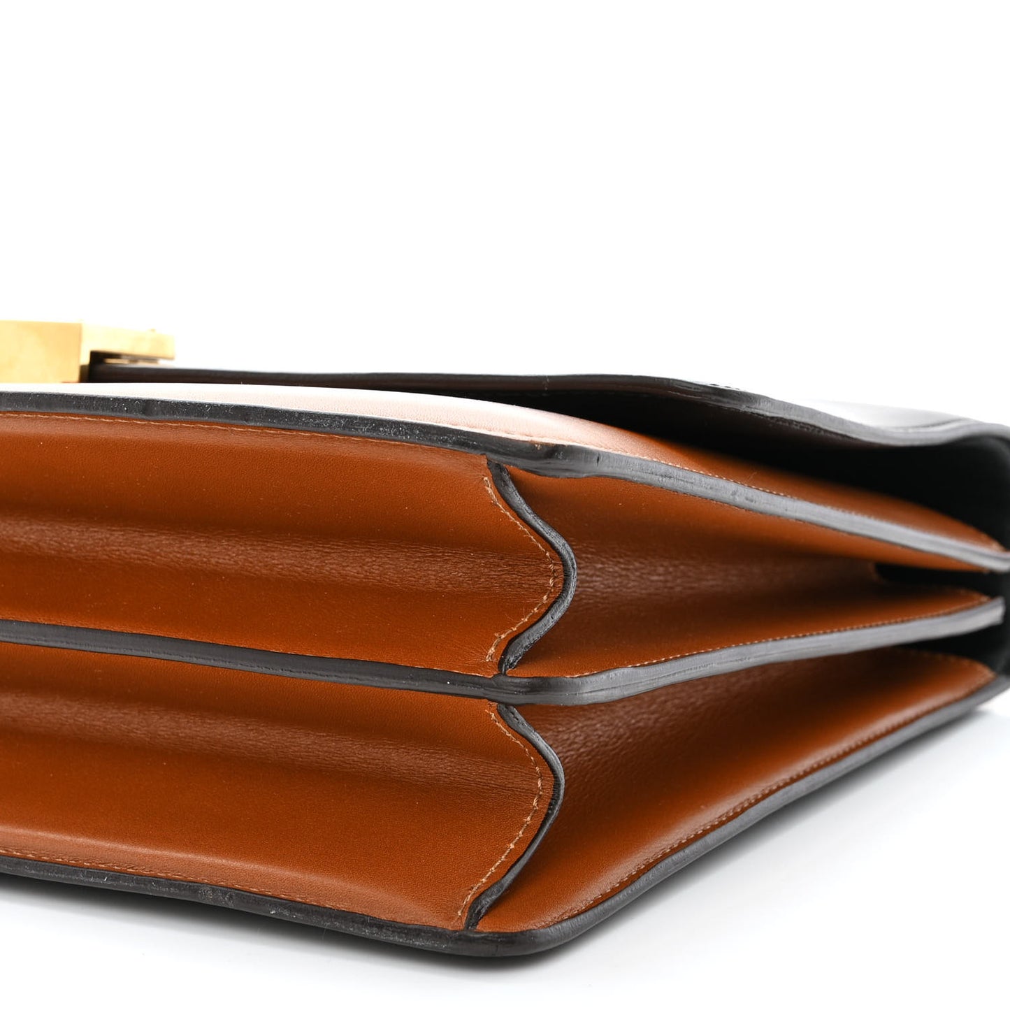 Smooth Calfskin Bi-Color Large Case Camel