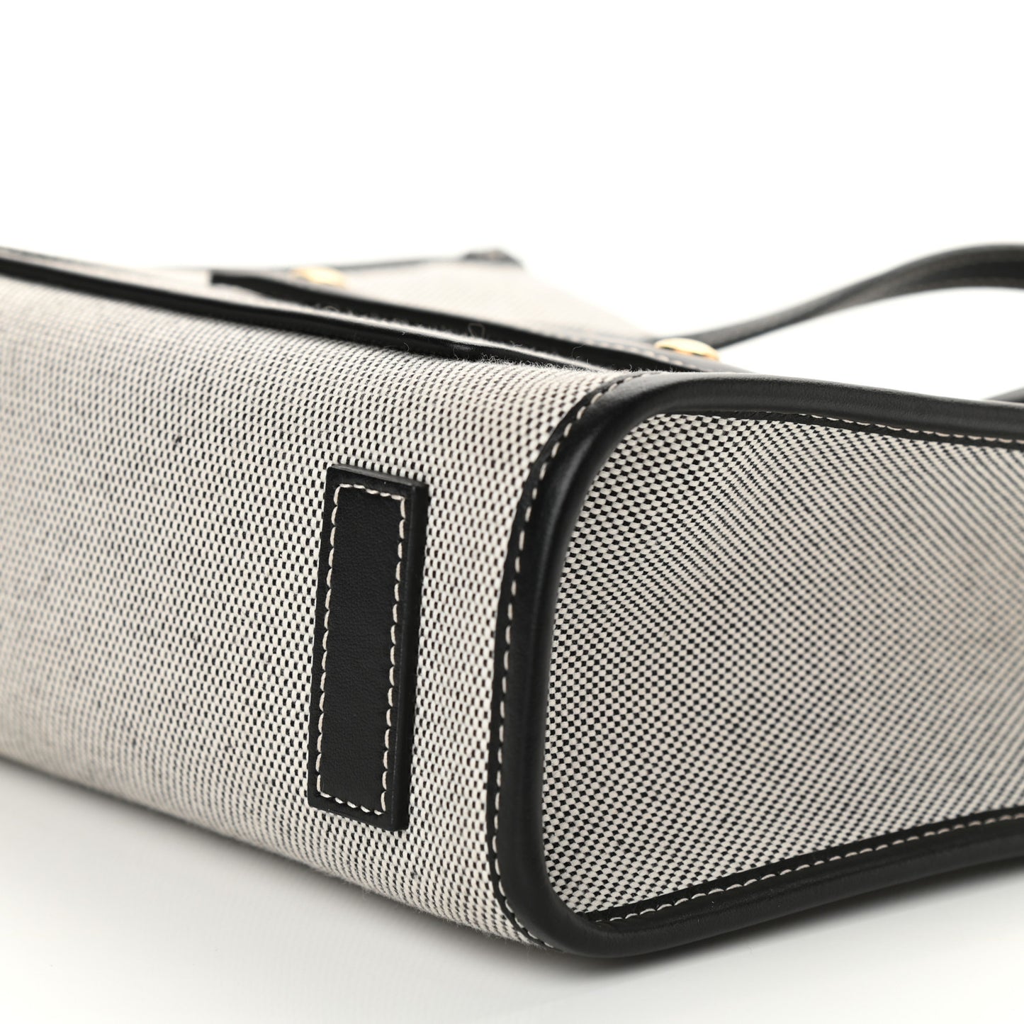 Canvas Smooth Calfskin Mini Two Tone Freya Tote Black