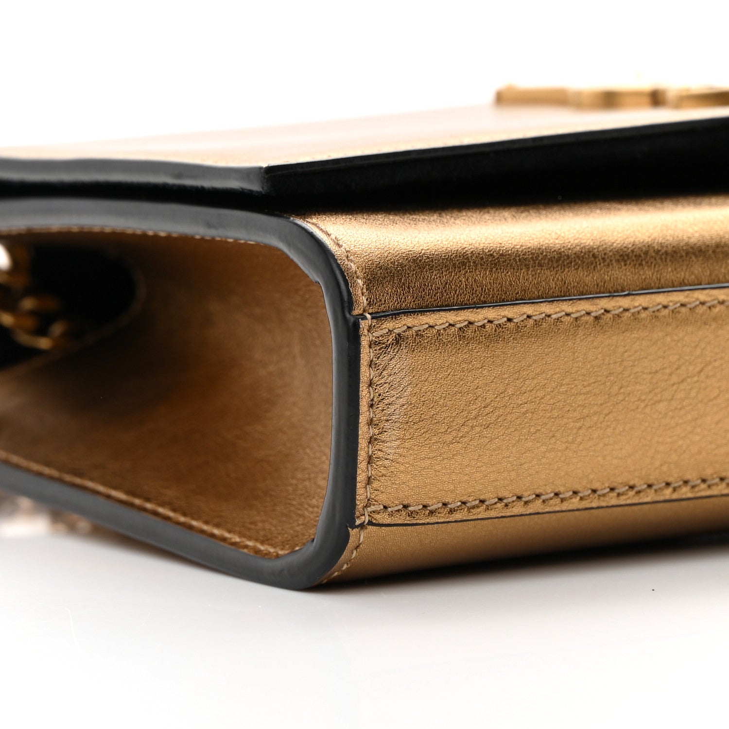 Saint Laurent Metallic Calfskin Small Classic Monogram Kate Tassel Satchel Gold 9 of 18