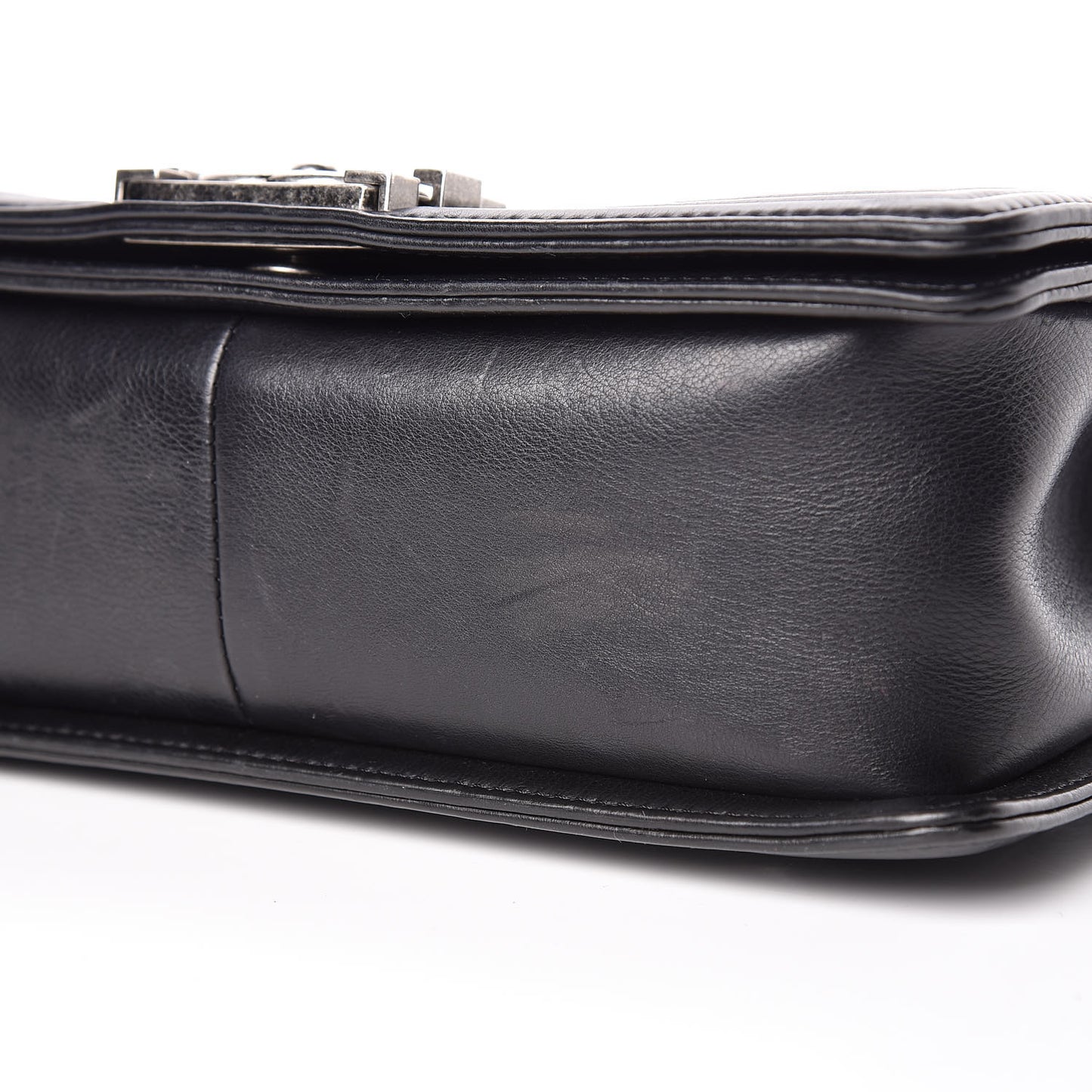 Calfskin Double Stitch Medium Boy Flap Black