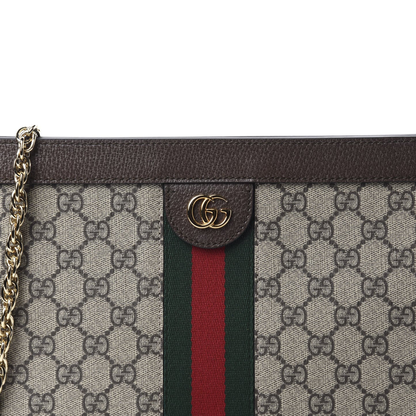 GG Supreme Monogram Web Medium Ophidia Chain Shoulder Bag Brown