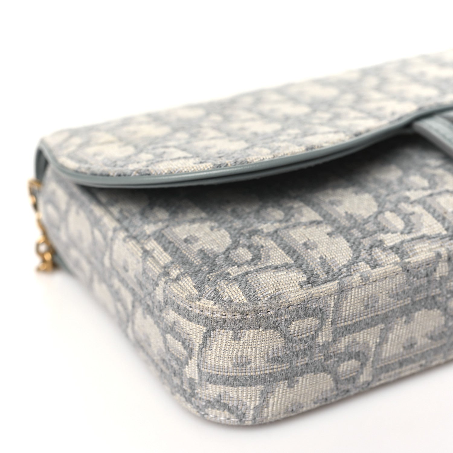 Christian Dior Oblique Medium Saddle Pouch With Chain Blue 9 of 10