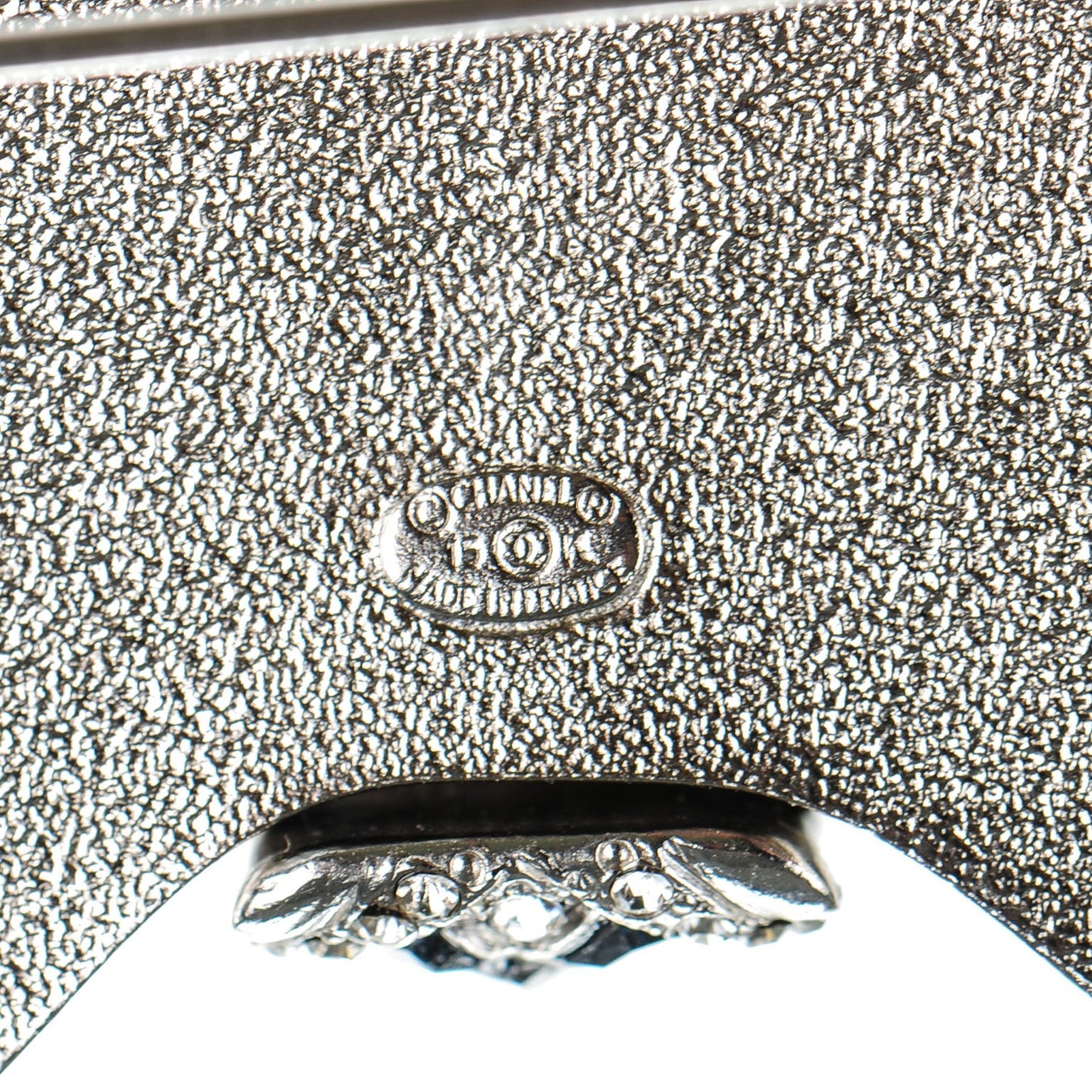 Crystal CC Bow Brooch Silver Black