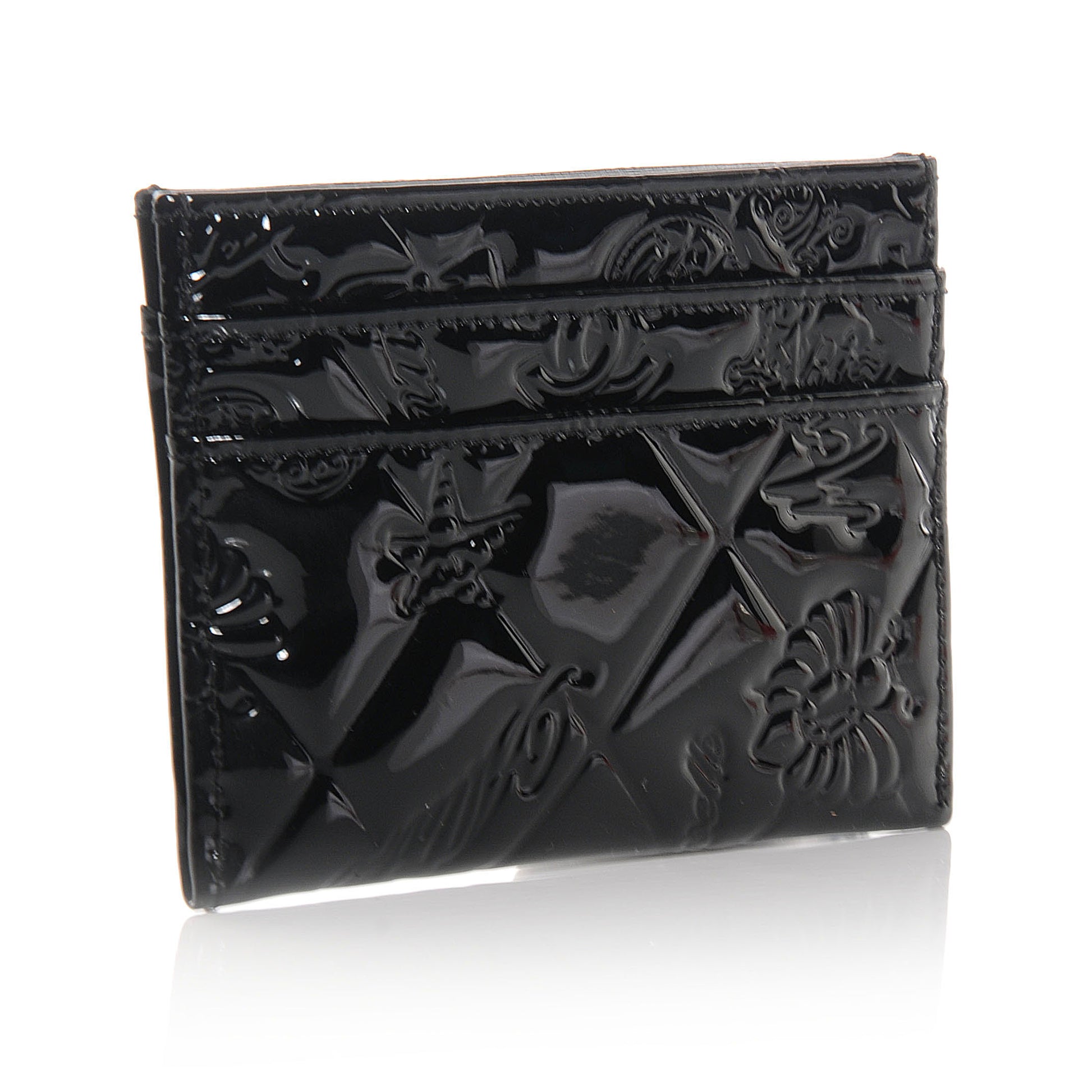 Chanel Patent Lucky Symbols Card Holder Case Black 3 of 9
