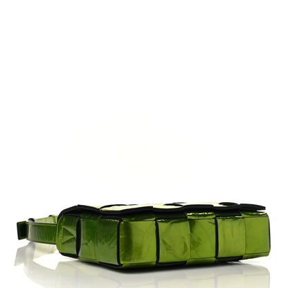 Bottega Veneta Metallic Crushed Calfskin Maxi Intrecciato Cassette Crossbody Bag Chlorophyll 4 of 9