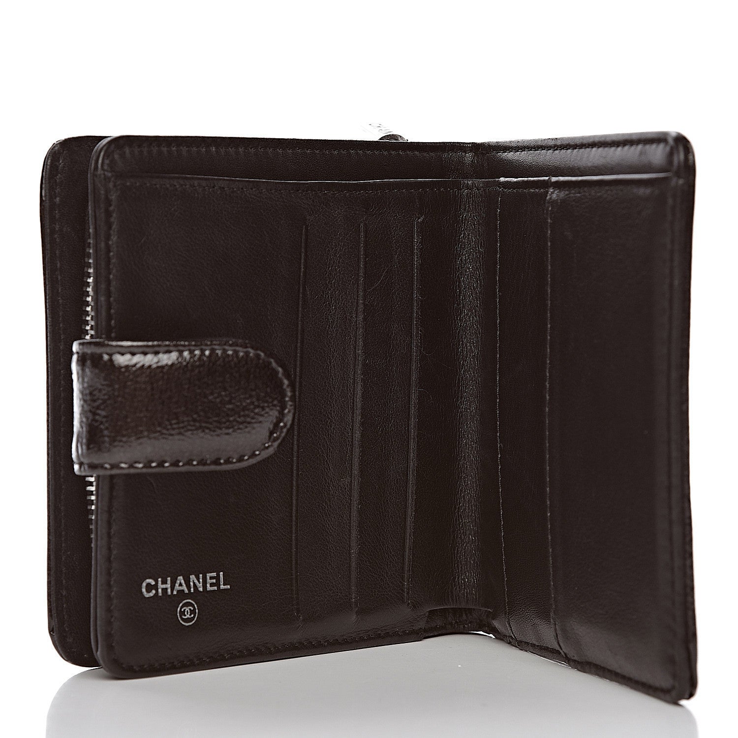 Chanel Patent Goatskin Compact French Wallet Brown 5 of 10