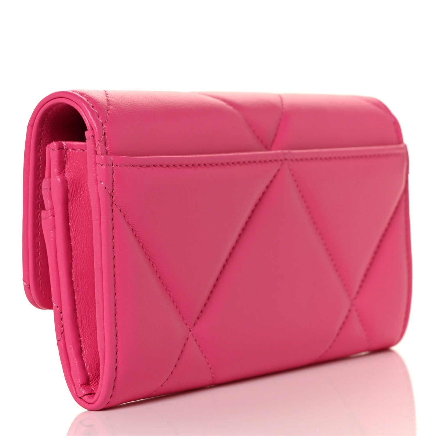 Chanel Lambskin Quilted Chanel 19 Flap Wallet Dark Pink 3 of 10