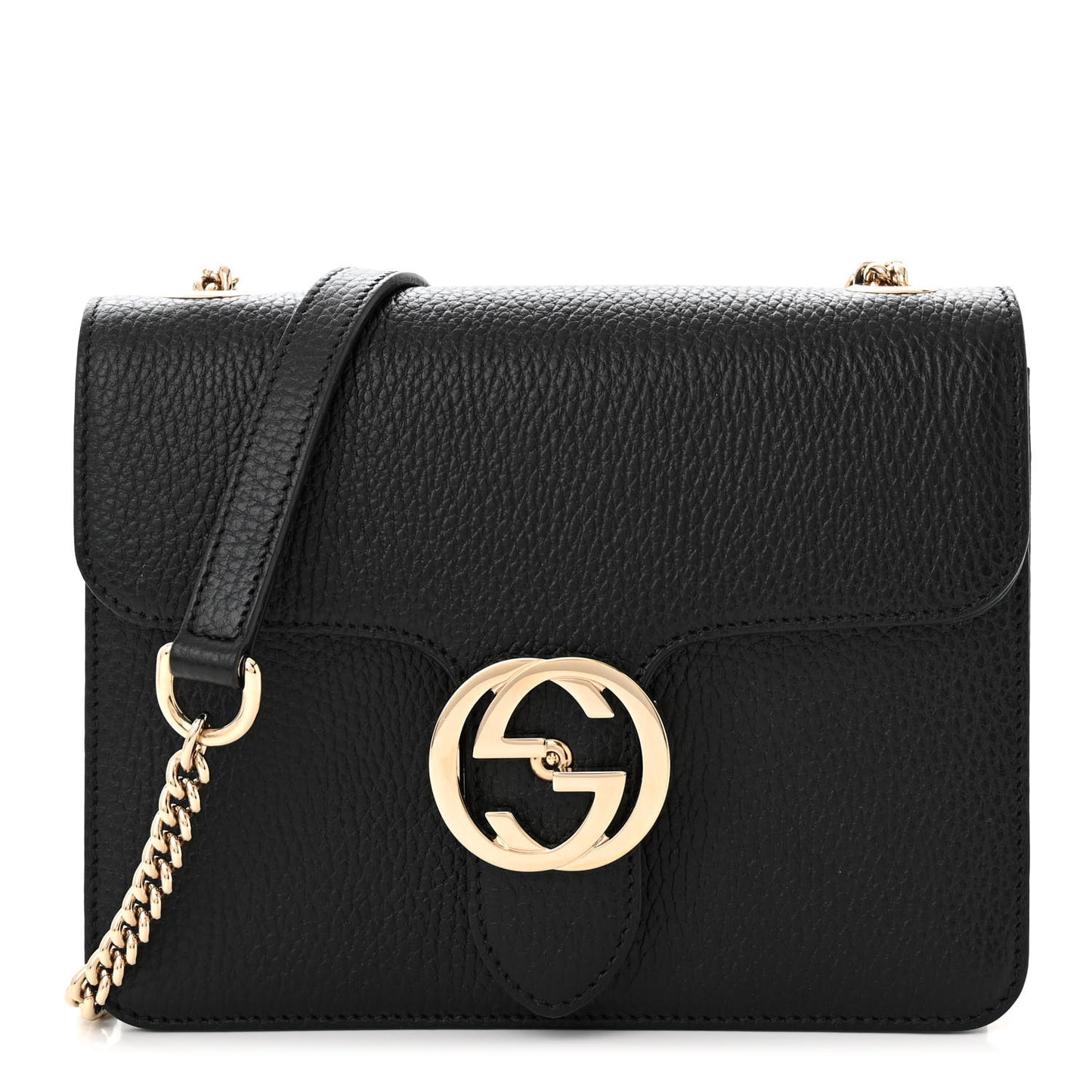 Dollar Calfskin Small Interlocking G Shoulder Bag Black