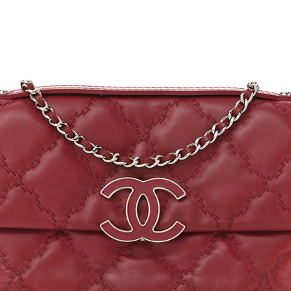 Chanel Calfskin Quilted Double Stitch Hamptons Clutch with Chain Red 8 of 11