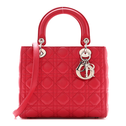 Christian Dior Lambskin Cannage Medium Lady Dior Red 1 of 11