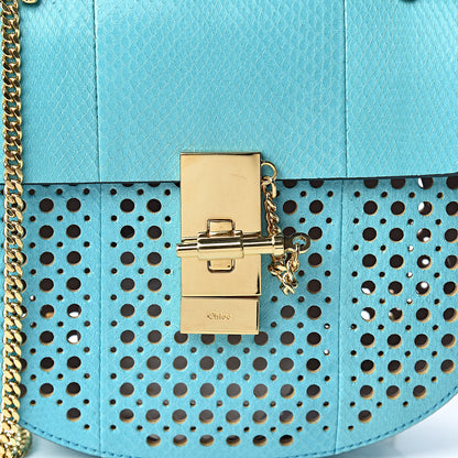 Chloe Ayers Perforated Mini Drew Shoulder Bag Washed Blue 8 of 10