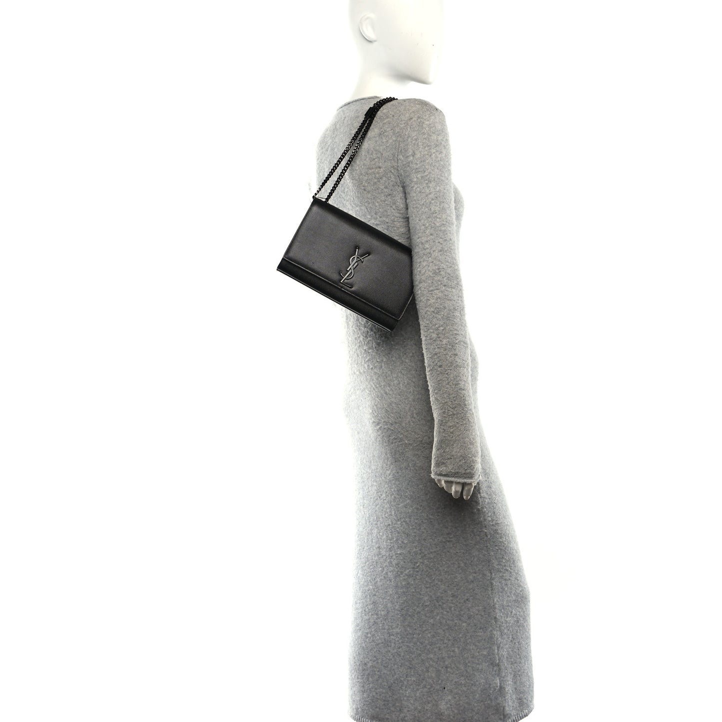 Grain De Poudre Medium Classic Monogram Monochrome Kate Satchel Black
