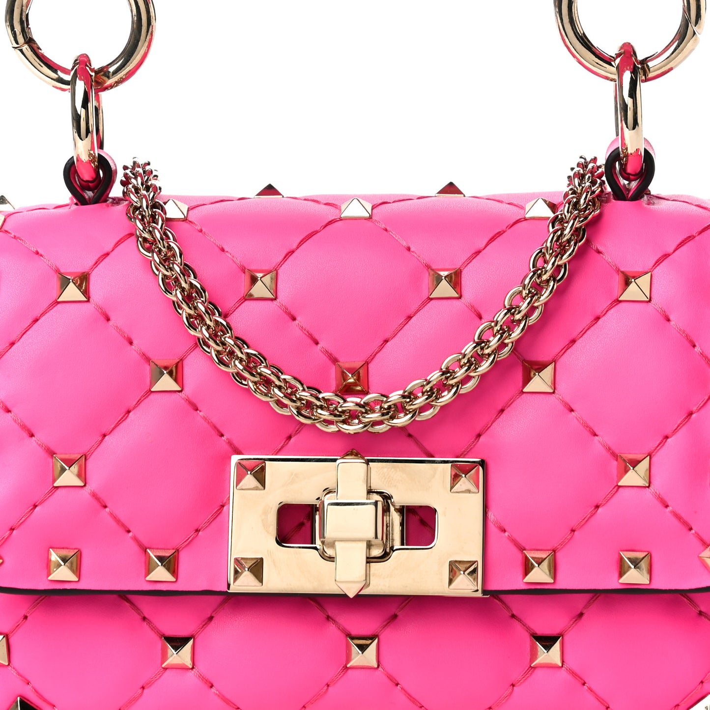Calfskin Micro Rockstud Spike Shoulder Bag Azalea