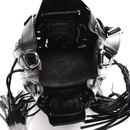 Versace Calfskin Laser Cut Drawstring Bag Black 5 of 9