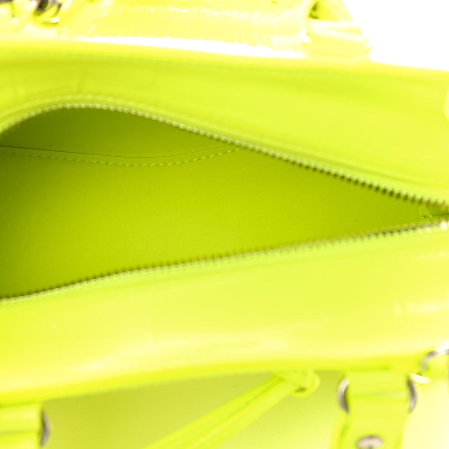 Semi Shiny Calfskin Crocodile Embossed Neo Classic Silver Hardware Mini City Fluo Yellow