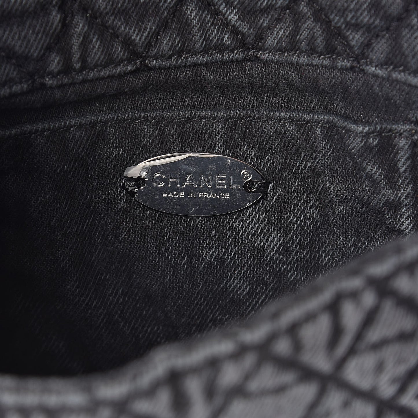 Washed Denim Quilted Small Denimpression Flap Grey Black