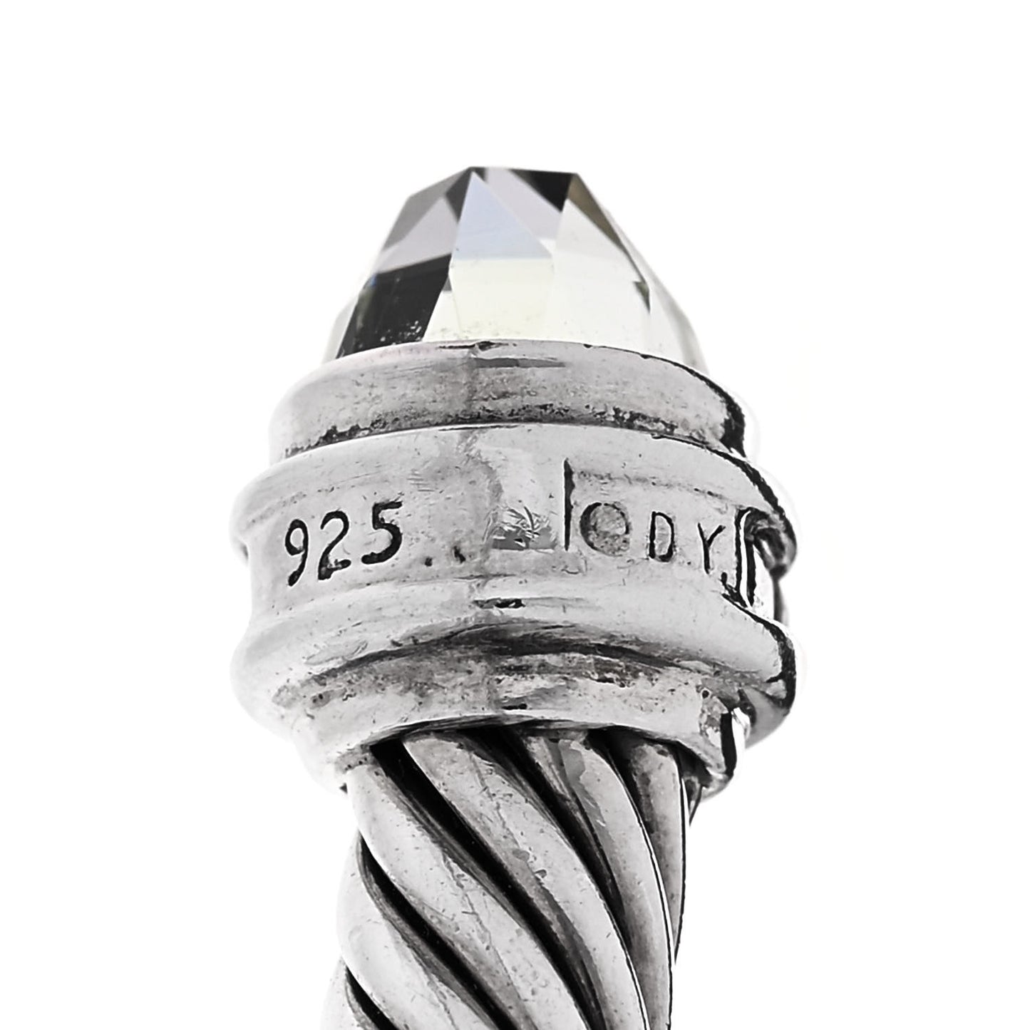 Sterling Silver Diamond Prasiolite 5mm Cable Classics Bracelet