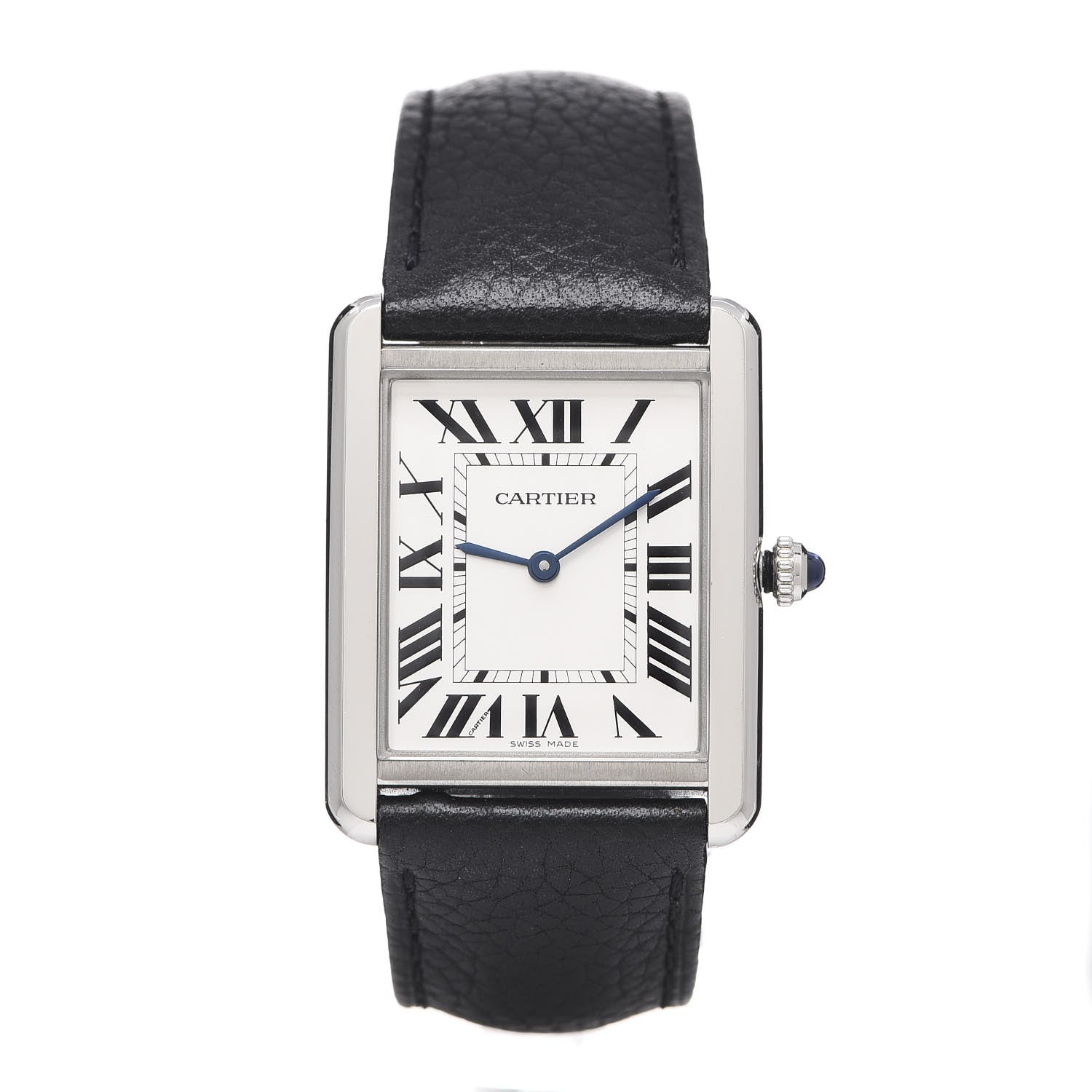 Cartier Stainless Steel Calfskin 27mm Tank Solo Quartz Watch 1 of 8