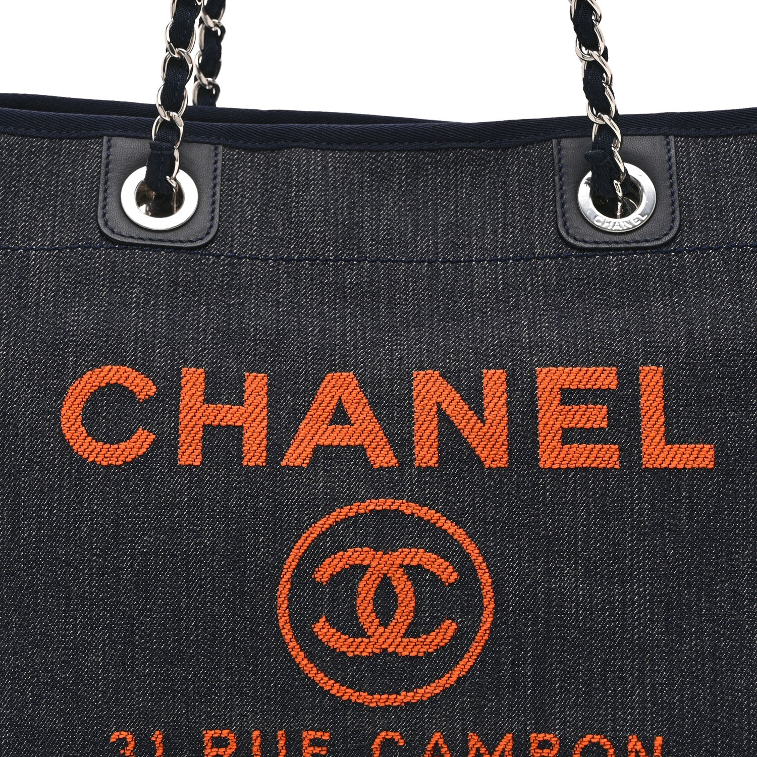 Chanel Denim Small Deauville Tote Blue Orange 1844428 – FASHIONPHILE