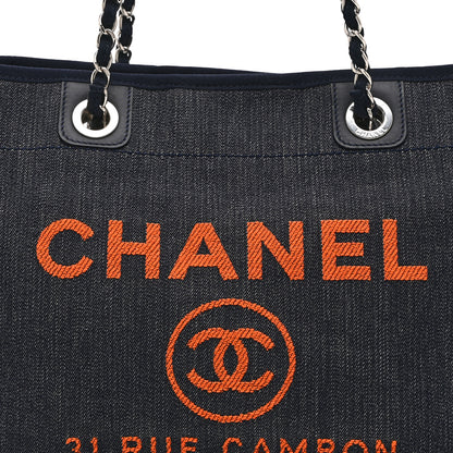 Chanel Denim Small Deauville Tote Blue Orange 8 of 10