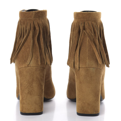 Saint Laurent Suede Babies 90 Fringe Ankle Boots 39 Light Tan 7 of 11