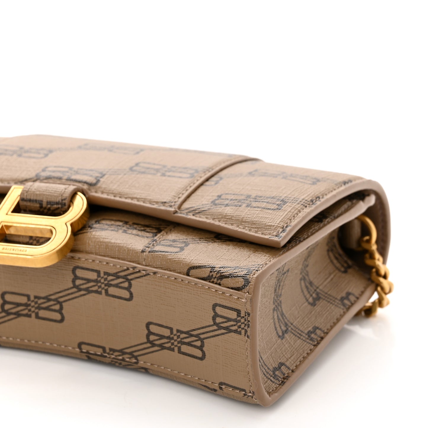 Coated Canvas BB Monogram Hourglass Chain Bag Beige Brown