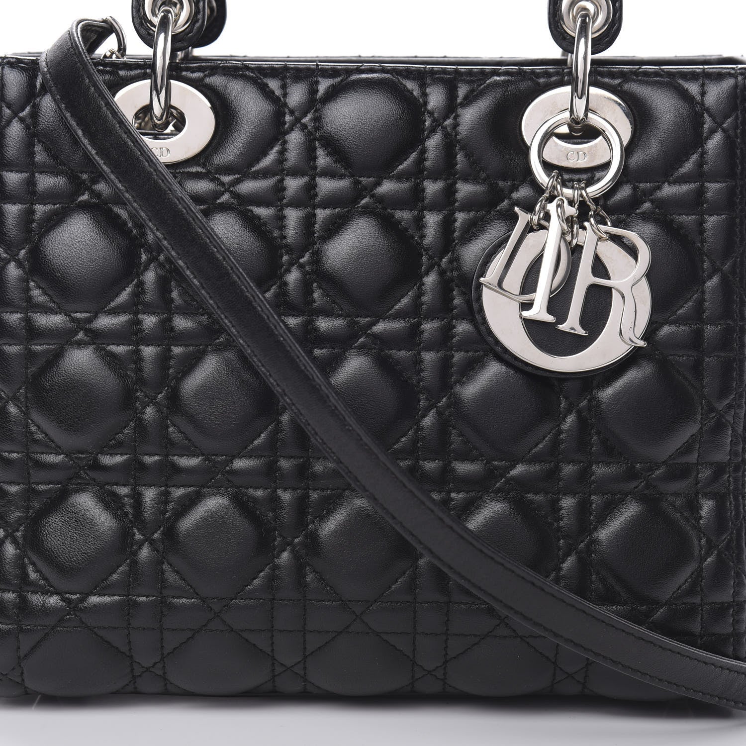 Christian Dior Lambskin Cannage Medium Lady Dior Black 8 of 11