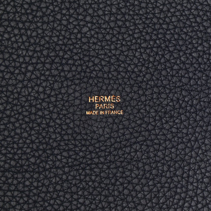Hermes Taurillon Clemence Casaque Picotin Lock 22 MM Rose Extreme Bleu Nuit 5 of 12