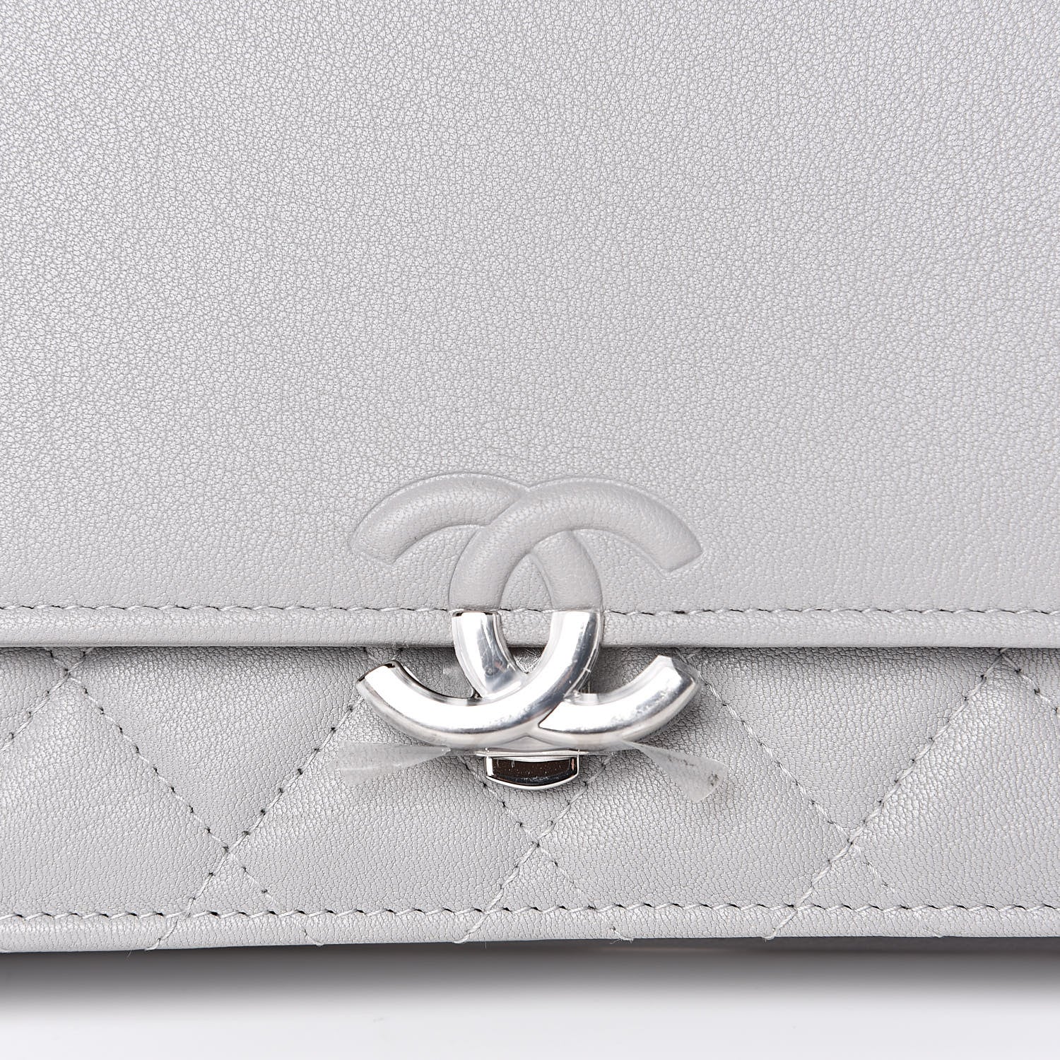 Chanel Grained Calfskin Quilted CC Box Wallet On Chain WOC Grey 11 of 12