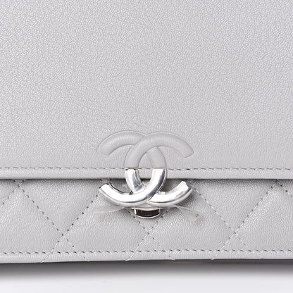 Chanel Grained Calfskin Quilted CC Box Wallet On Chain WOC Grey 11 of 12