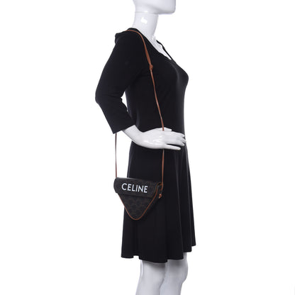 Celine Triomphe Canvas Triangle Crossbody Bag Tan 2 of 11