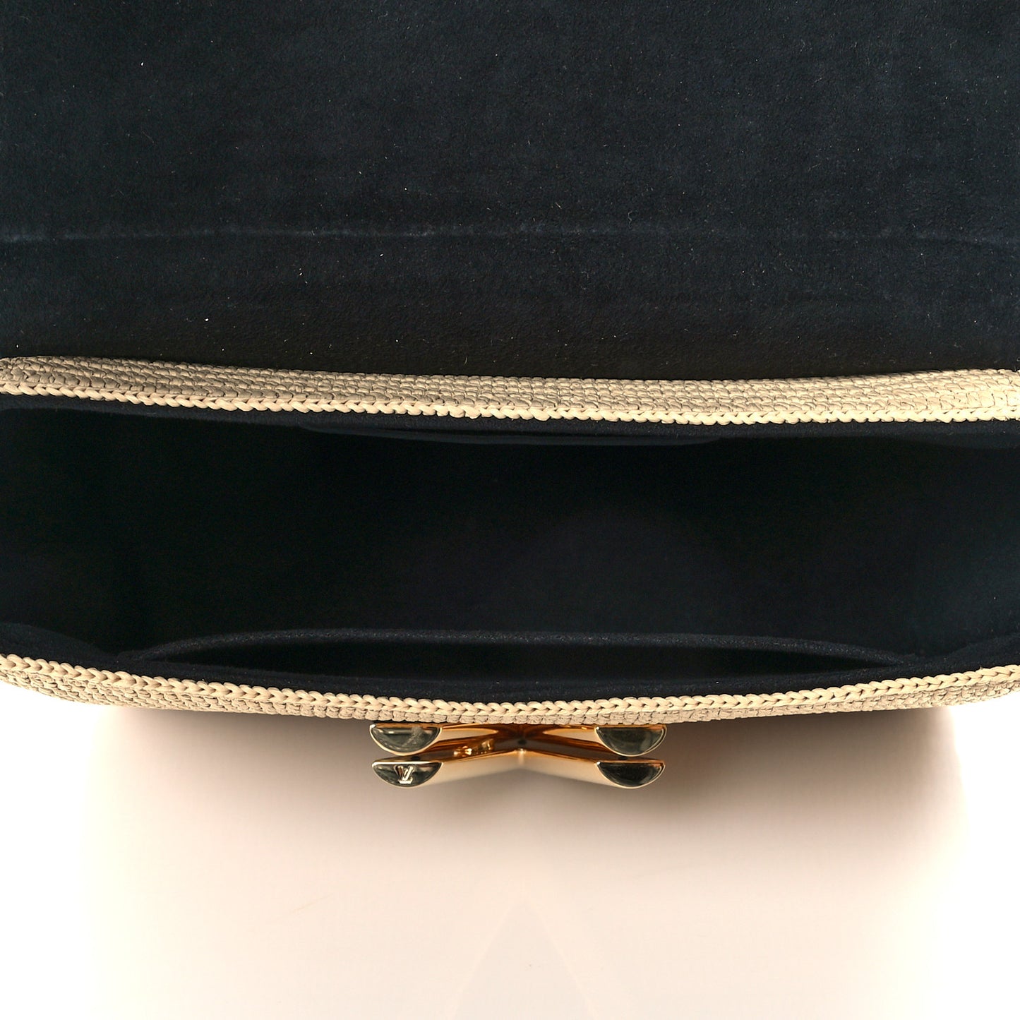 Calfskin Raffia Twist Shoulder Bag MM Black