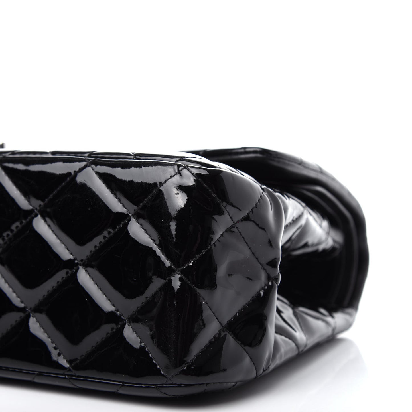 Patent Quilted Jumbo Double Flap Black
