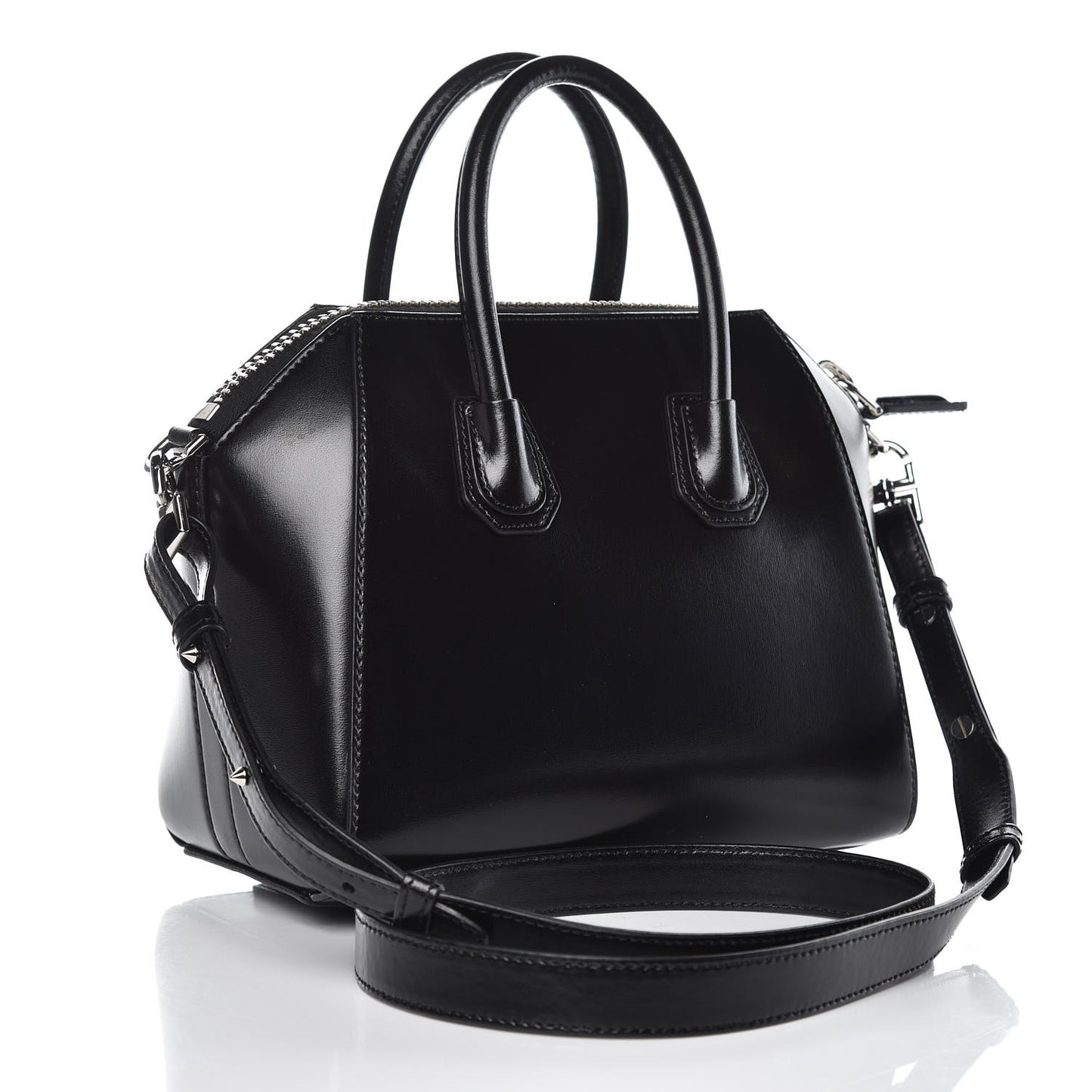 Shiny Lord Calfskin Mini Antigona Black