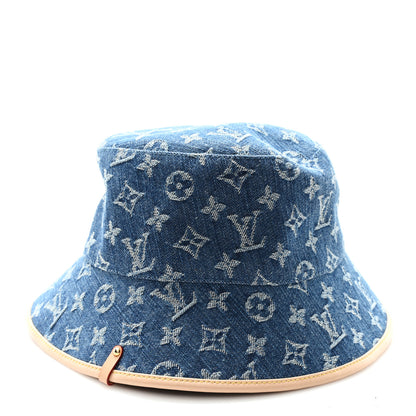 Louis Vuitton Monogram Denim Jacquard LV Remix Bucket Hat M Blue 1 of 8