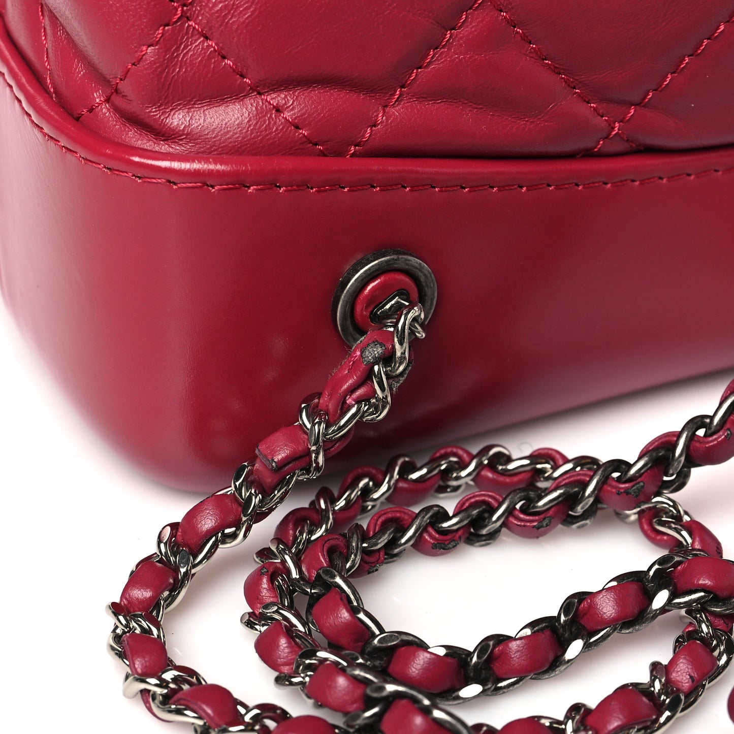 Aged Calfskin Quilted Small Gabrielle Backpack Dark Pink