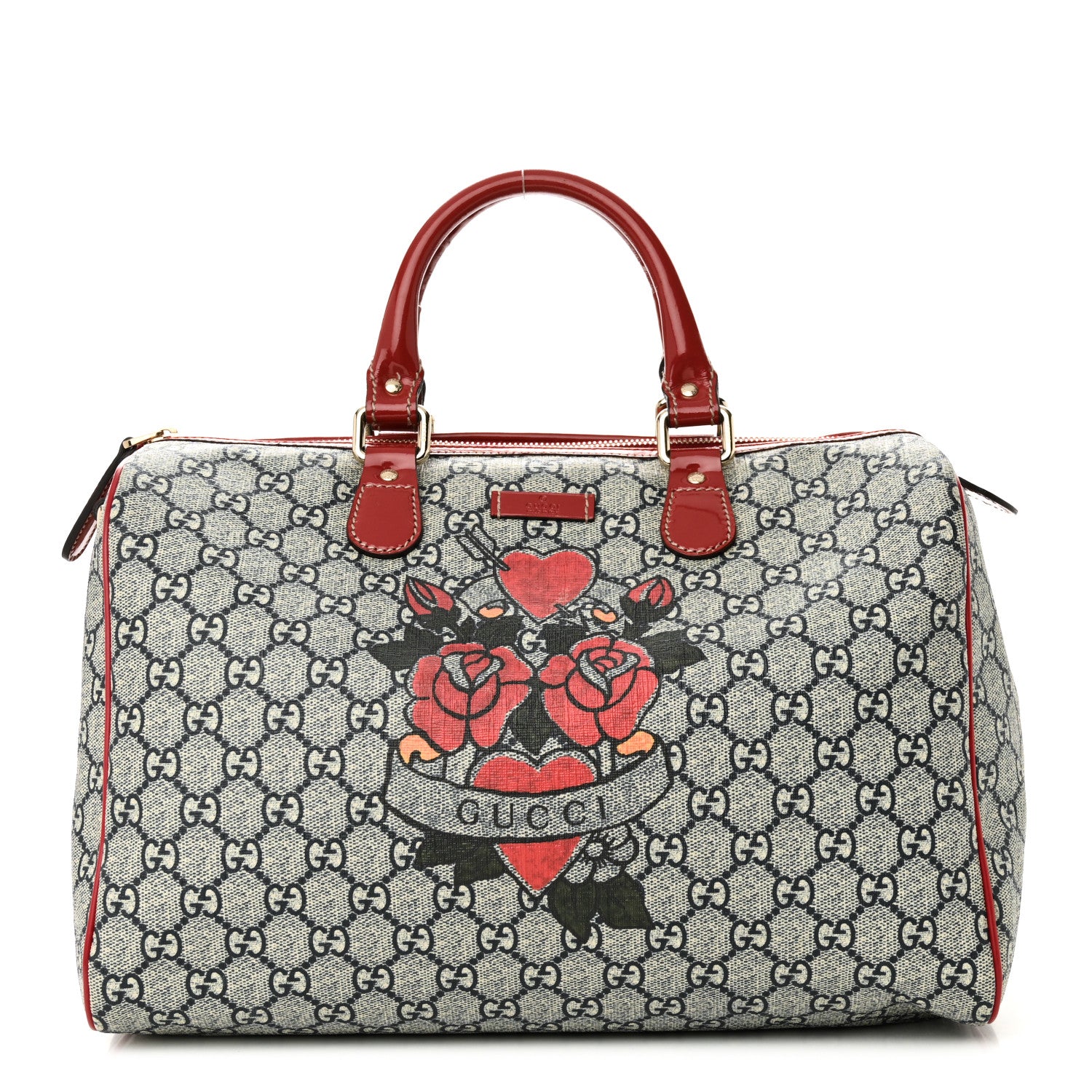 Gucci GG Plus Monogram Tattoo Heart Medium Joy Boston Red 1 of 11
