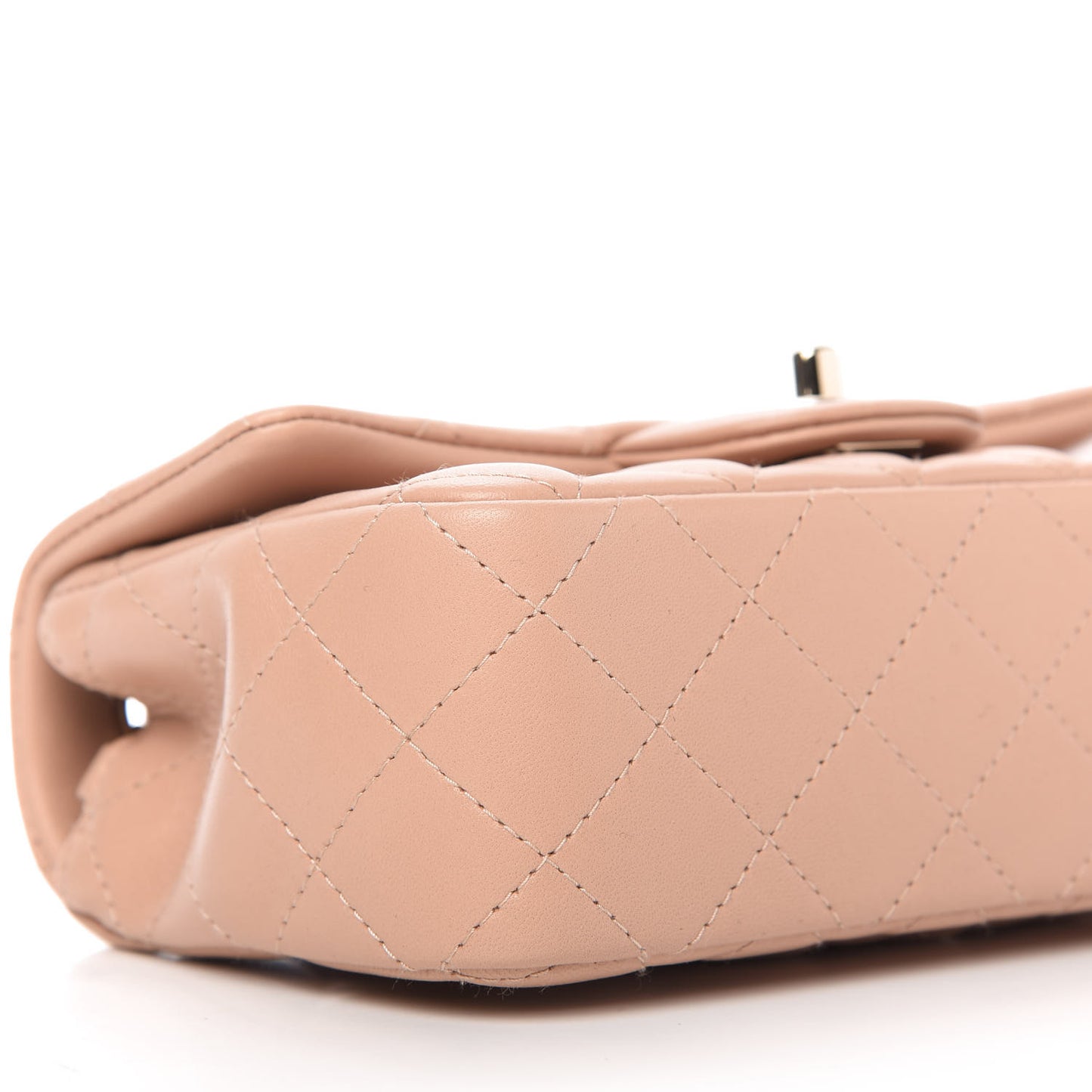 Lambskin Quilted Mini Rectangular Flap Dark Beige