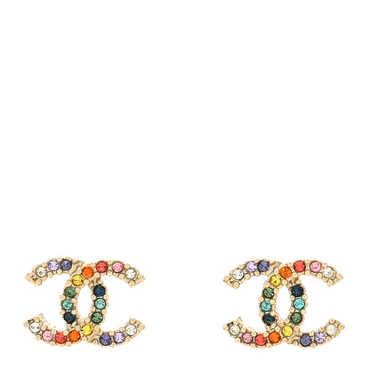Chanel Crystal Over The Rainbow CC Earrings Gold Multicolor 1 of 4