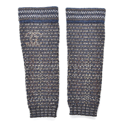 Chanel Wool Linen Crystal CC Fingerless Gloves Multicolor 1 of 5