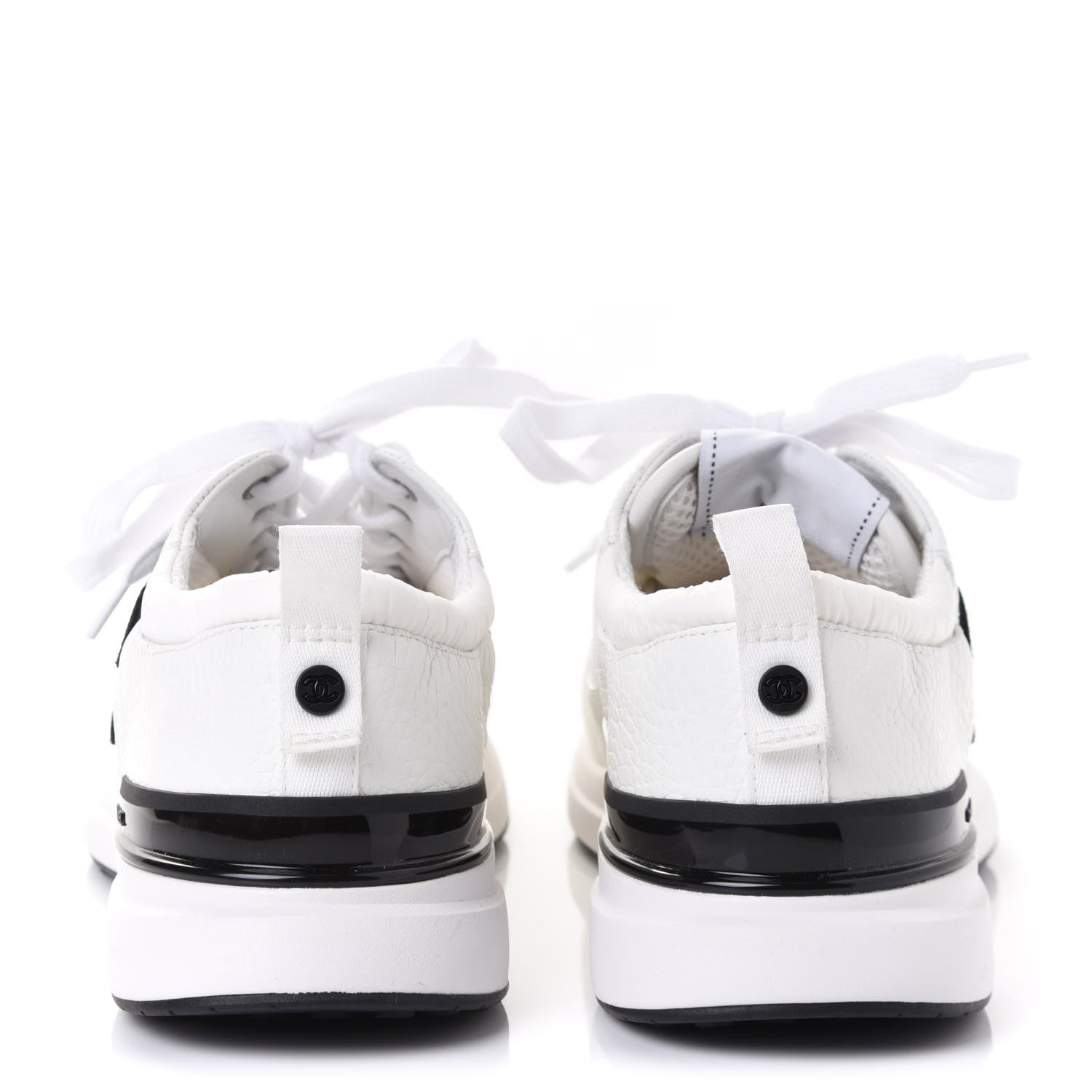 Chanel Calfskin Mesh Lycra Suede Womens Logo Sneakers 37.5 White 12 of 20