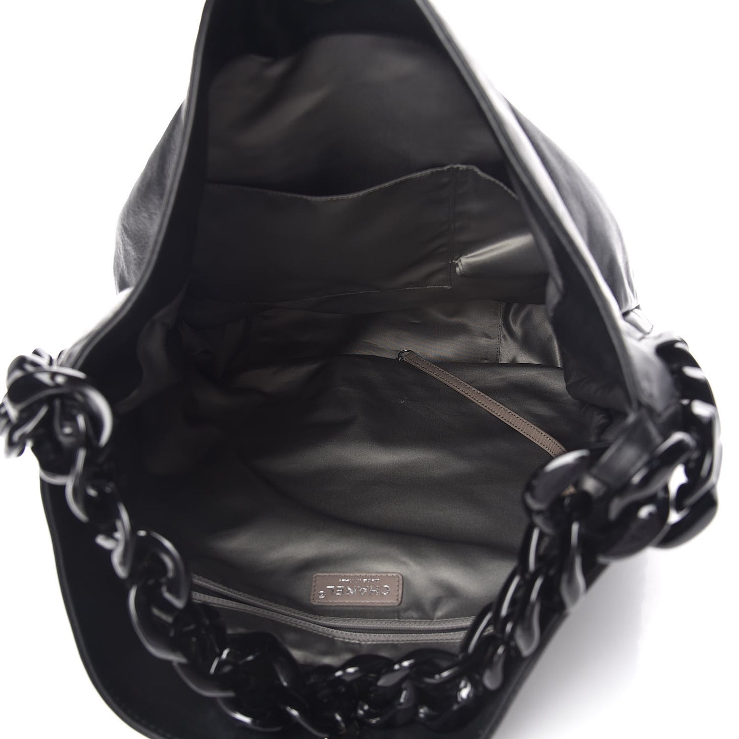 Calfskin Modern Chain Rhodoid Hobo Black