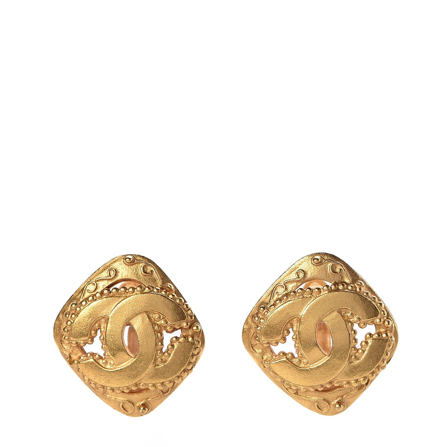 Chanel CC Square Clip On Earrings Gold 1 of 6